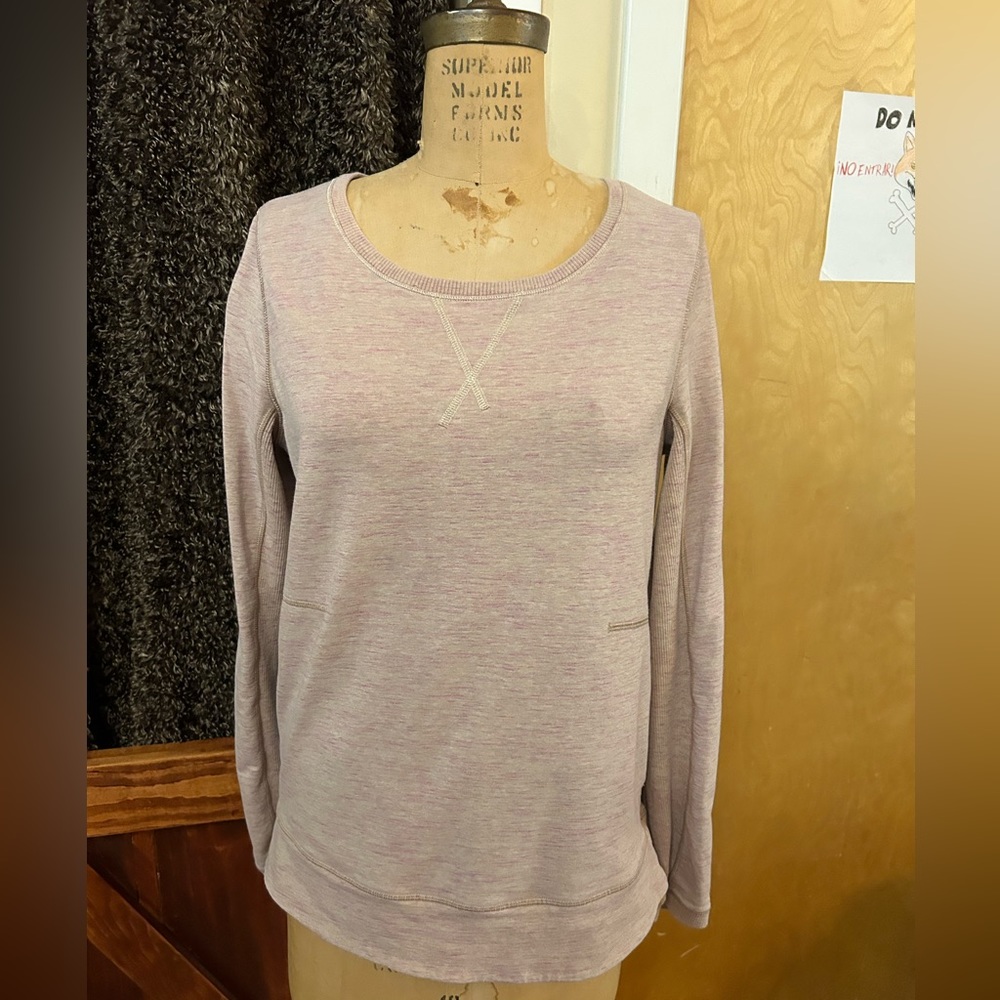 Pink space dye Lululemon pleat back slit pocket sweatshirt Size 6